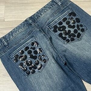 Michael Kors‎ Skinny Blue Denim Jeans Sequin's Pockets Comfort Stretch Women's 8